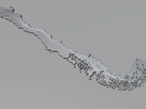 Chile Terrain Map 3D Model