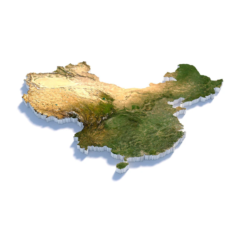 China Terrain Map 3D Model .c4d .max .obj .3ds .fbx .stl .blend