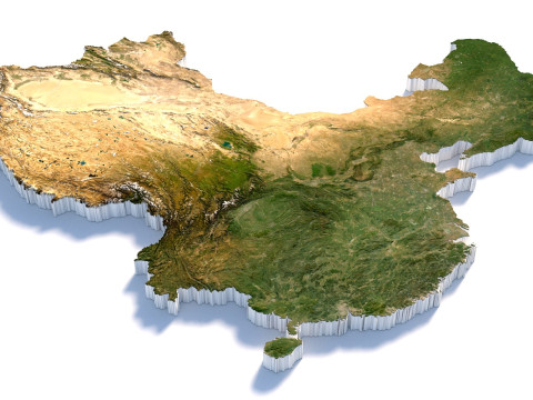 China Terrain Map 3D Model