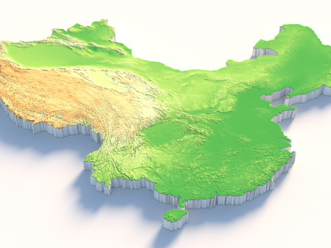 China Terrain Map 3D Model