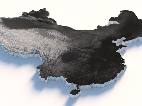China Terrain Map 3D Model