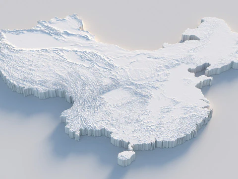 China Terrain Map 3D Model