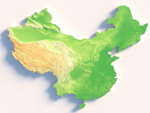 China Terrain Map 3D Model
