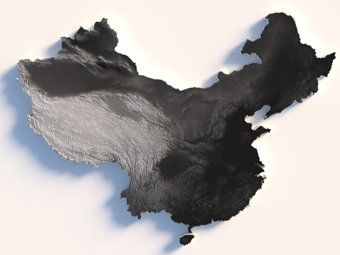 China Terrain Map 3D Model
