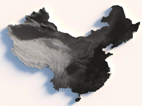 China Terrain Map 3D Model