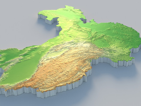China Terrain Map 3D Model
