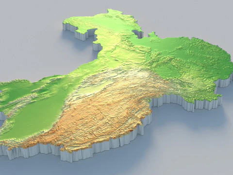 China Terrain Map 3D Model