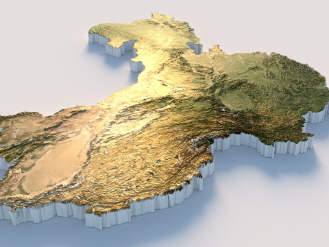 China Terrain Map 3D Model