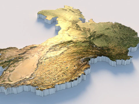 China Terrain Map 3D Model
