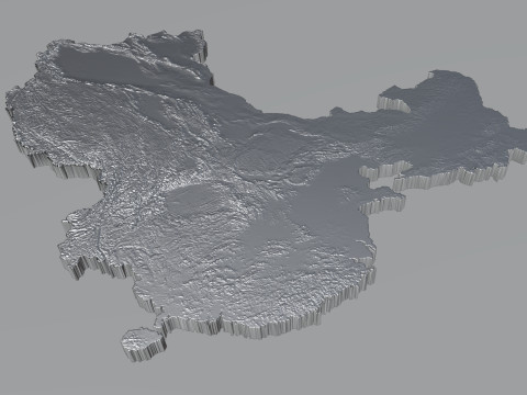 China Terrain Map 3D Model