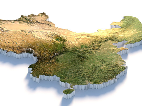 China Terrain Map 3D Model