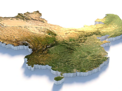 China Terrain Map 3D Model
