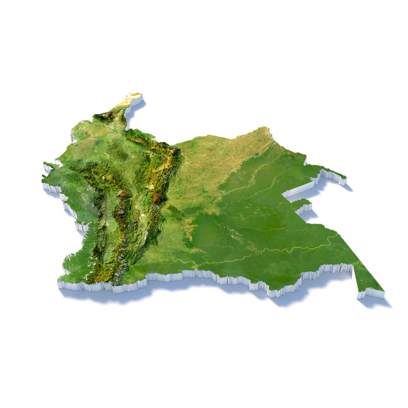 Colombia Terrain Map 3D Model .c4d .max .obj .3ds .fbx .stl .blend 