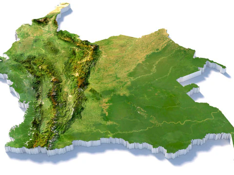 Colombia Terrain Map 3D Model