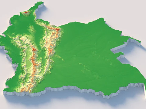Colombia Terrain Map 3D Model