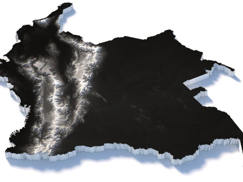 Colombia Terrain Map 3D Model