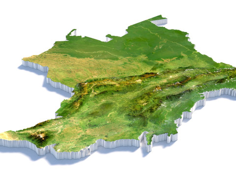 Colombia Terrain Map Model 3D