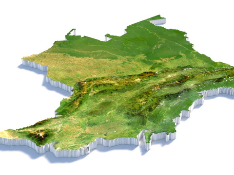 Colombia Terrain Map 3D Model