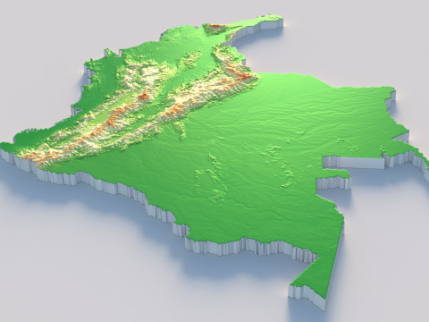 Colombia Terrain Map Model 3D