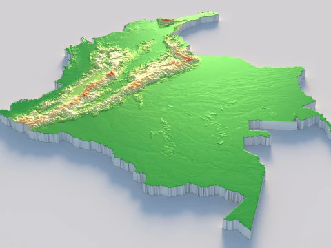 Colombia Terrain Map 3D Model