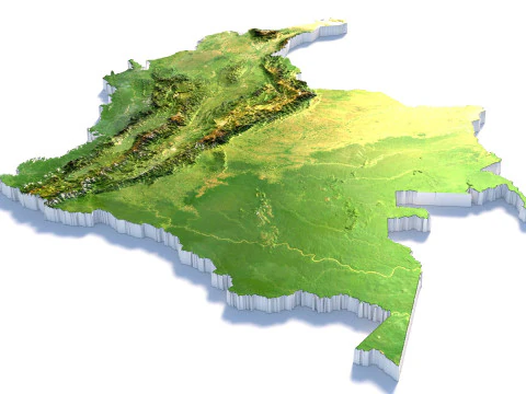 Colombia Terrain Map 3D Model