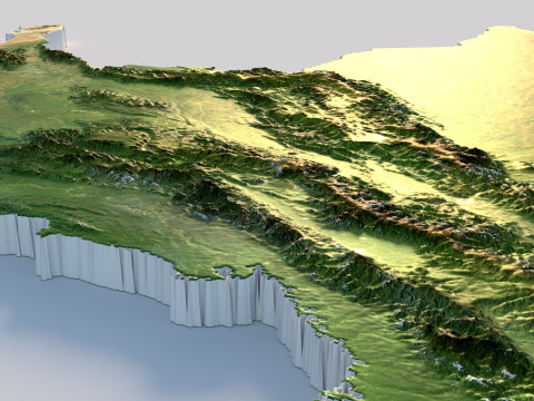 Colombia Terrain Map Model 3D