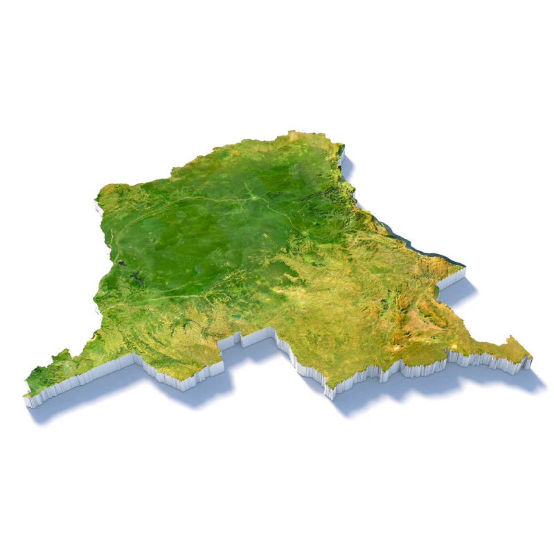 Congo Democratic Republic Terrain Map 3D Model .c4d .max .obj .3ds .fbx .stl .blend 
