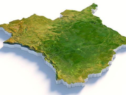 Congo Democratic Republic Terrain Map Modèle 3D