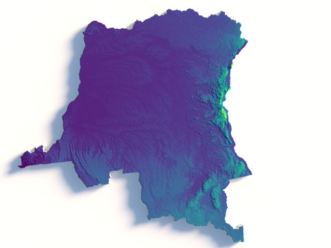 Congo Democratic Republic Terrain Map Modèle 3D