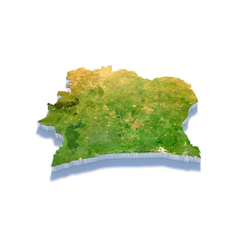 कोटे डी आइवर आइवरी कोस्ट इलाके का नक्शा 3D मॉडल .c4d .max .obj .3ds .fbx .stl .blend 