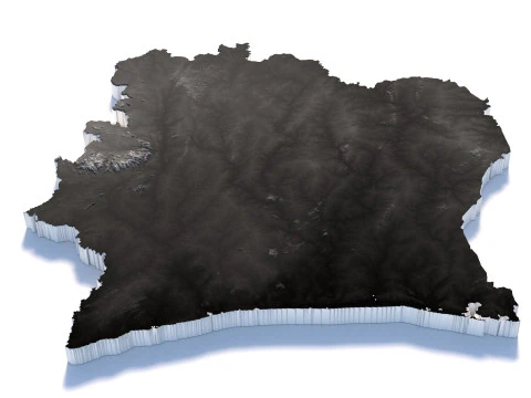 कोटे डी आइवर आइवरी कोस्ट इलाके का नक्शा 3D मॉडल