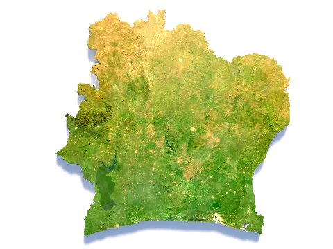 कोटे डी आइवर आइवरी कोस्ट इलाके का नक्शा 3D मॉडल