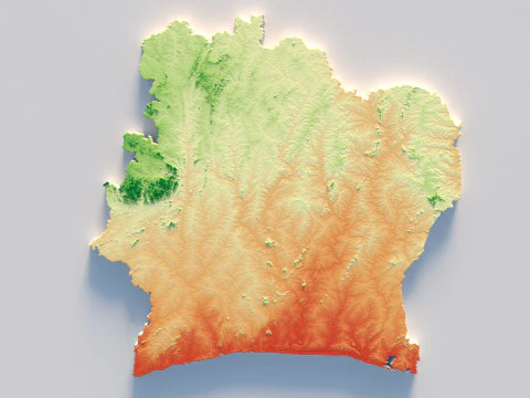 कोटे डी आइवर आइवरी कोस्ट इलाके का नक्शा 3D मॉडल