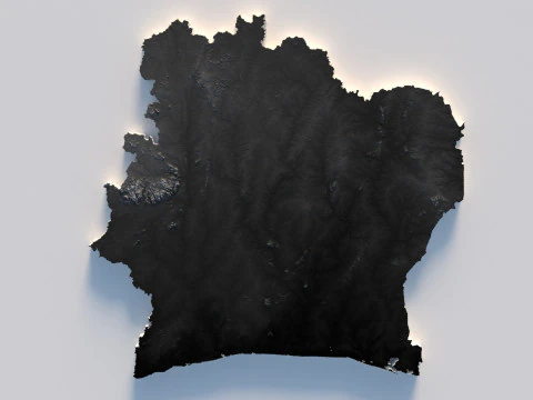 कोटे डी आइवर आइवरी कोस्ट इलाके का नक्शा 3D मॉडल