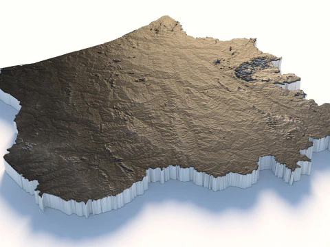 कोटे डी आइवर आइवरी कोस्ट इलाके का नक्शा 3D मॉडल