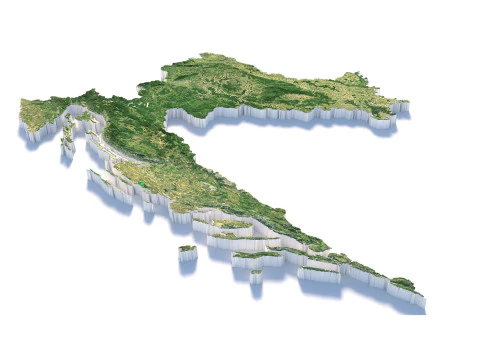 Карта рельєфу Хорватії 3D Модель