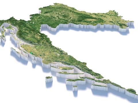 Croatia Hrvatska Terrain Map Model 3D