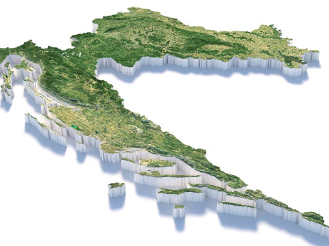 Croatia Hrvatska Terrain Map 3D Model