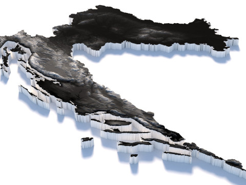 Croatia Hrvatska Terrain Map Model 3D