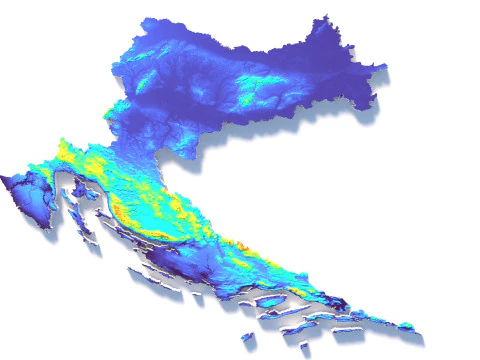 Croatia Hrvatska Terrain Map 3D Model