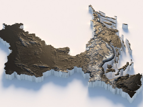 Croatia Hrvatska Terrain Map Model 3D