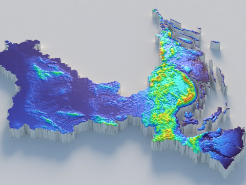 Croatia Hrvatska Terrain Map Model 3D