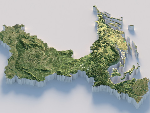 Croatia Hrvatska Terrain Map Model 3D