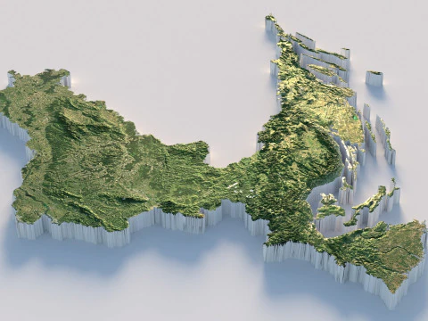 Croatia Hrvatska Terrain Map 3D Model