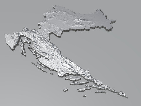Croatia Hrvatska Terrain Map Model 3D