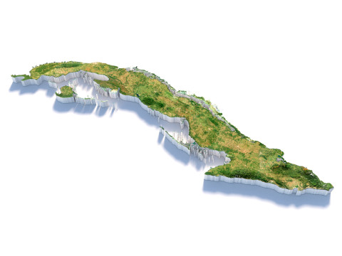 Cuba Terrain Map Model 3D