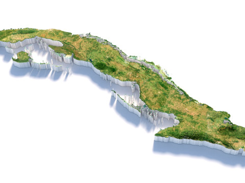 Cuba Terrain Map 3D Модель