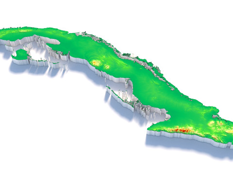 Cuba Terrain Map 3D Модель