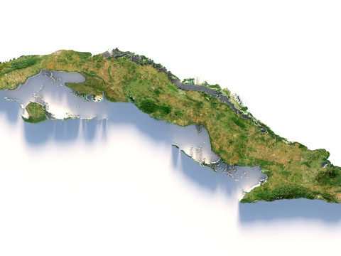 Cuba Terrain Map 3D Модель