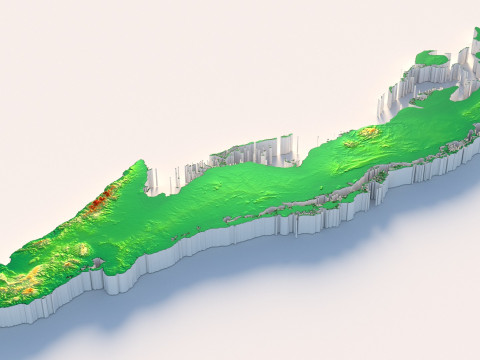 Cuba Terrain Map 3D Модель